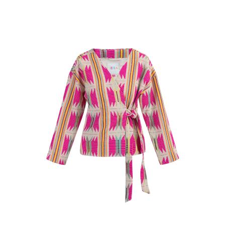 IZIA IZIA Gebreid vest lichtbeige / turquoise / donkergeel / magenta