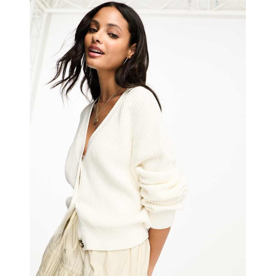 Monki Gebreid vest in wit Wit