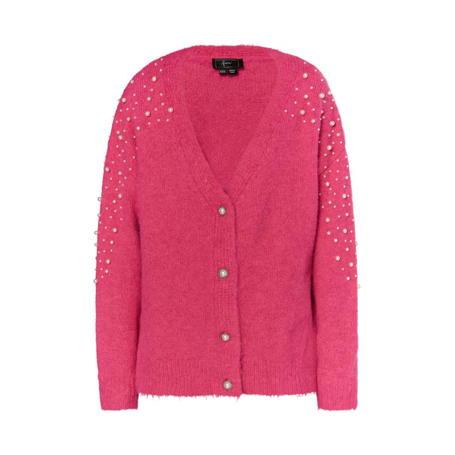 Faina faina Gebreid vest pink / parelwit -