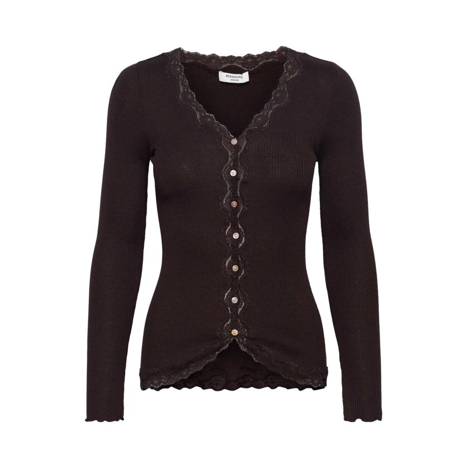 Rosemunde rosemunde Gebreid vest donkerbruin -