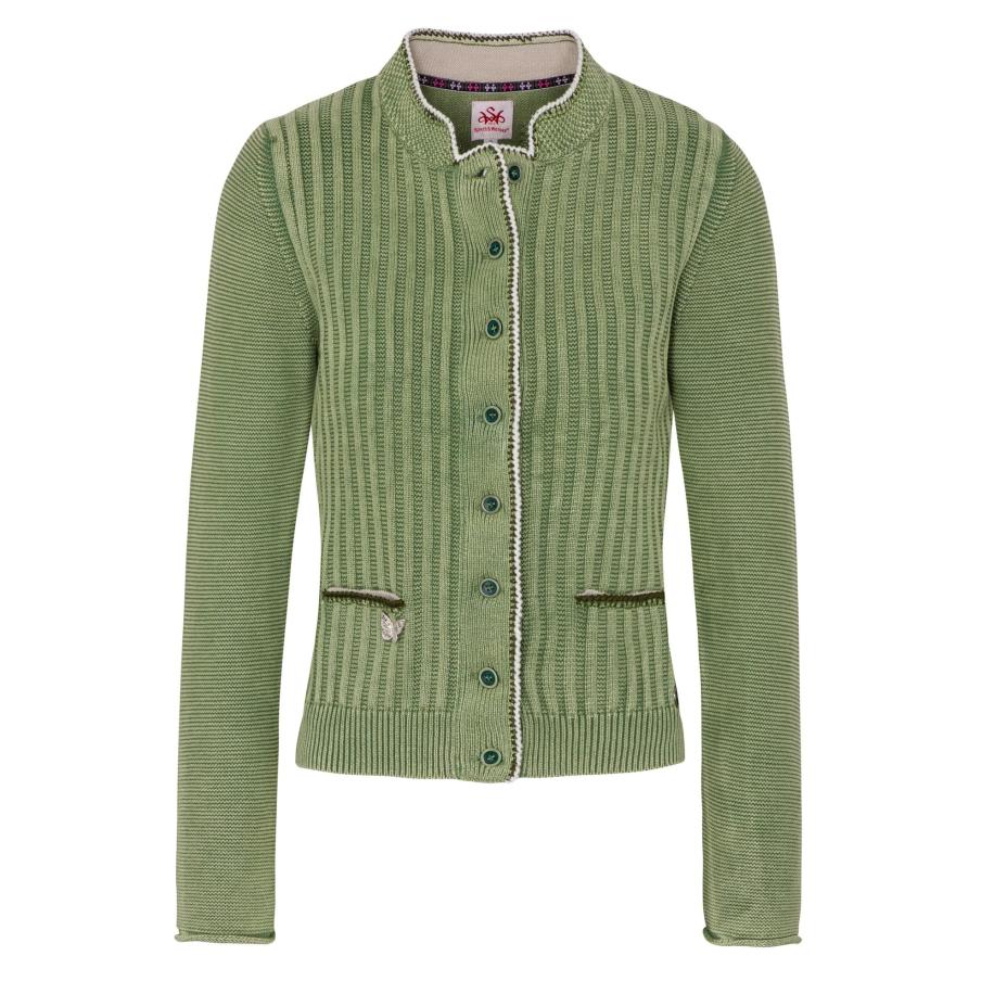 Spieth & Wensky SPIETH & WENSKY Gebreid vest Alexa groen / donkergroen / wit -