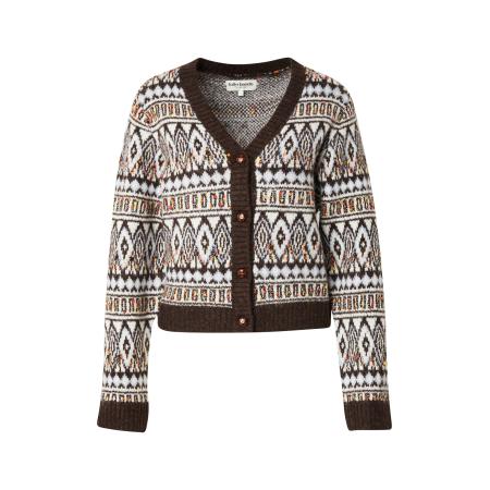 Lollys Laundry Lollys Laundry Gebreid vest Saxo lichtblauw / donkerbruin / oranje / wit