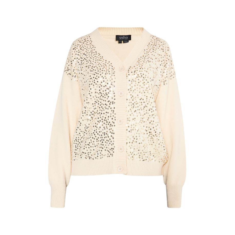 Usha usha BLACK LABEL Gebreid vest Nowles crème / goud -