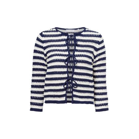 Rich & Royal Rich & Royal Gebreid vest marine / wit