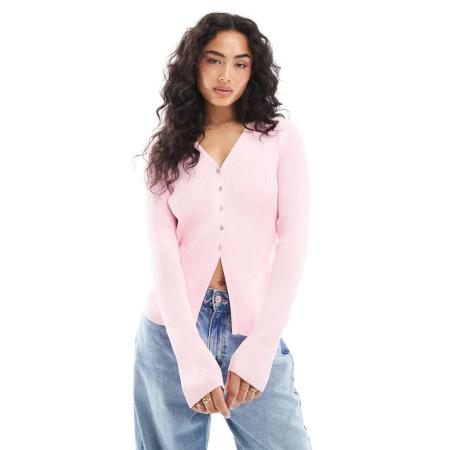 ASOS DESIGN Net aansluitend vest met split aan de voorkant in roze