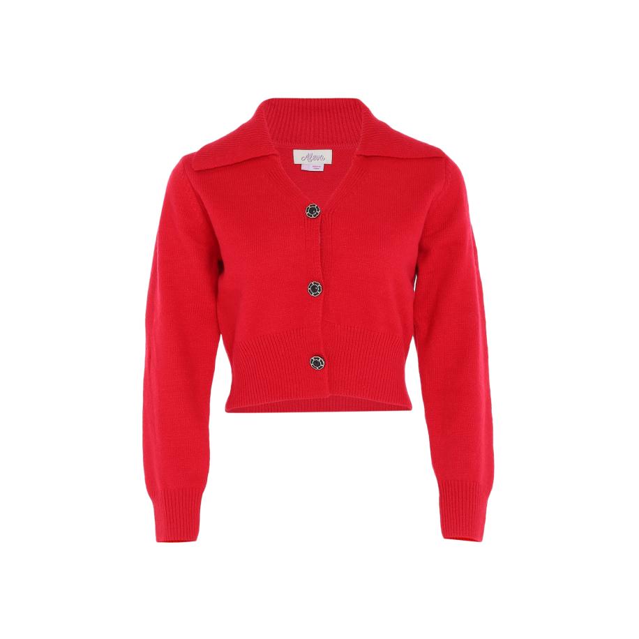 aleva aleva Gebreid vest rood -