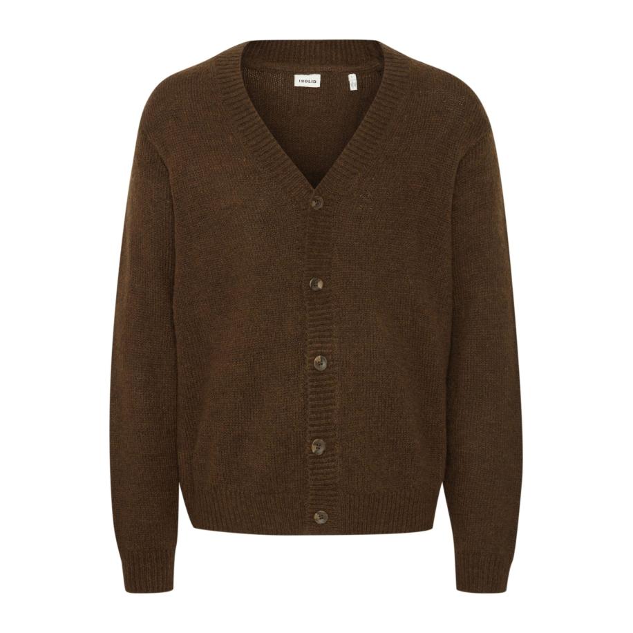 Solid !Solid Gebreid vest Hamed donkerbruin -
