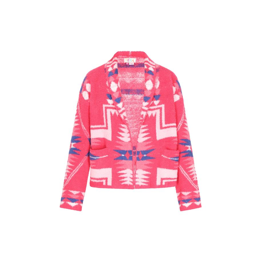 IZIA IZIA Gebreid vest blauw / fuchsia / wit -