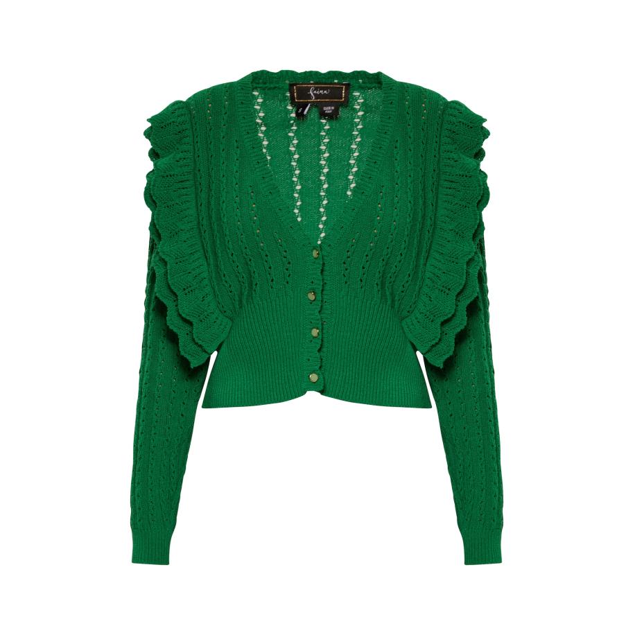 Faina faina Gebreid vest groen -