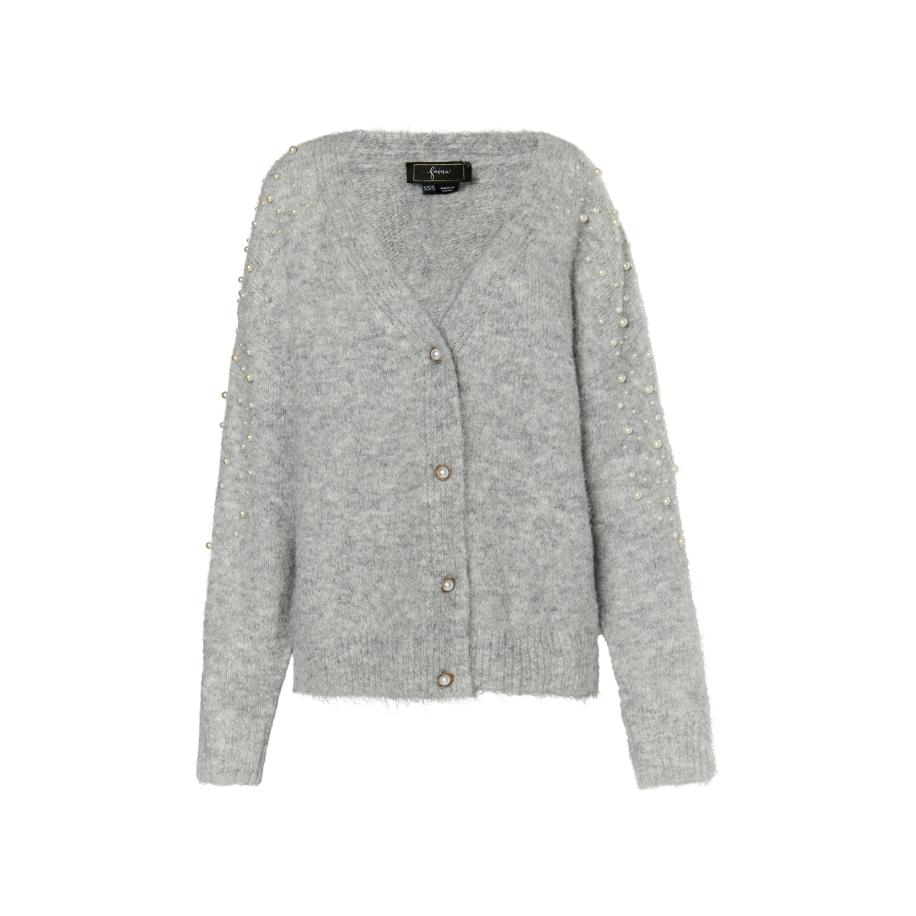 Faina faina Gebreid vest grijs gemêleerd -