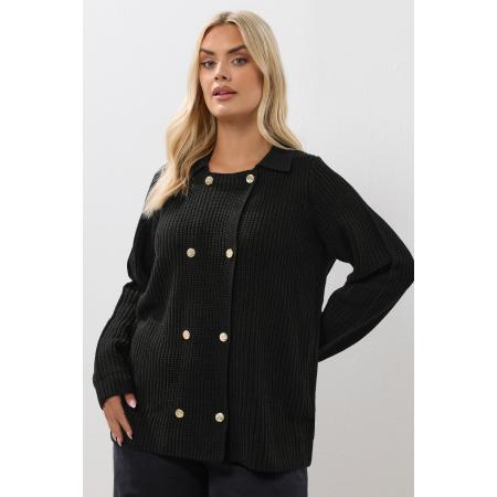 Yours Curve Zwarte Dubbelrijs Cardigan Size 58-60