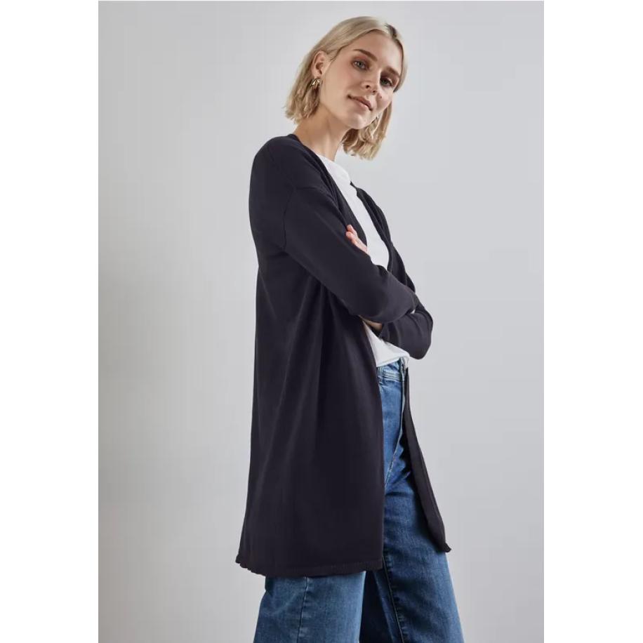 Street One Lang fijn gebreid vest Paars