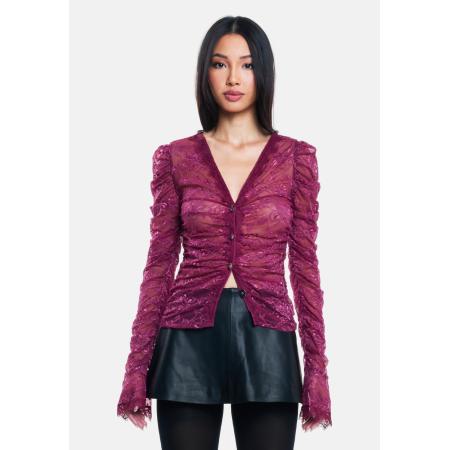 OW Collection Gebreid vest Audrey donkerlila