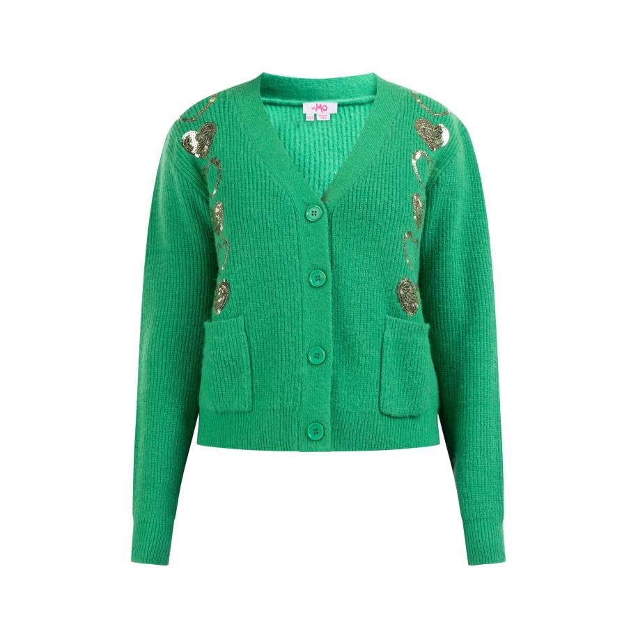 MYMO MYMO Gebreid vest goud / groen -