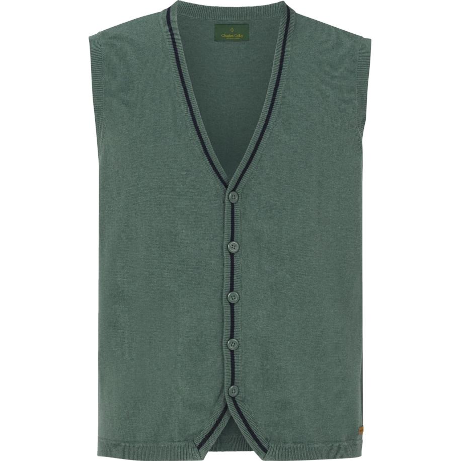 Charles Colby Gebreid vest groen, Effen Groen
