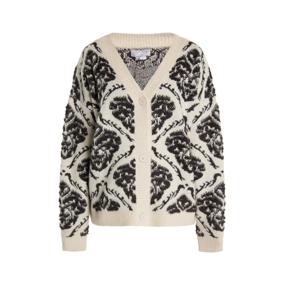 Usha Usha Gebreid vest crème / zwart -