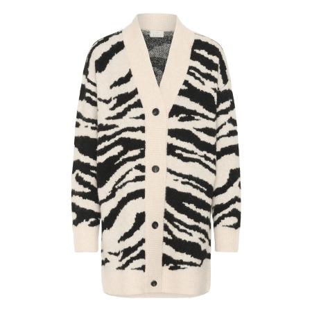 Kaffe Kaffe Gebreid vest Sandra zwart / wit