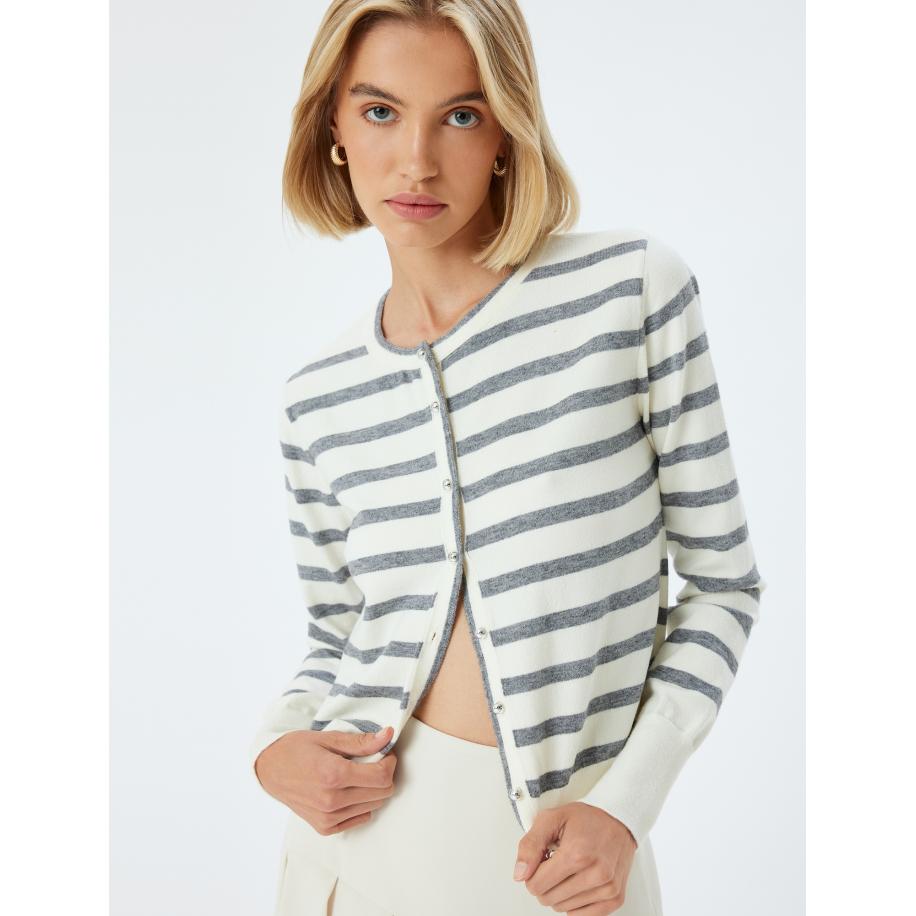 Koton Koton Gebreid vest donkergrijs / wit -