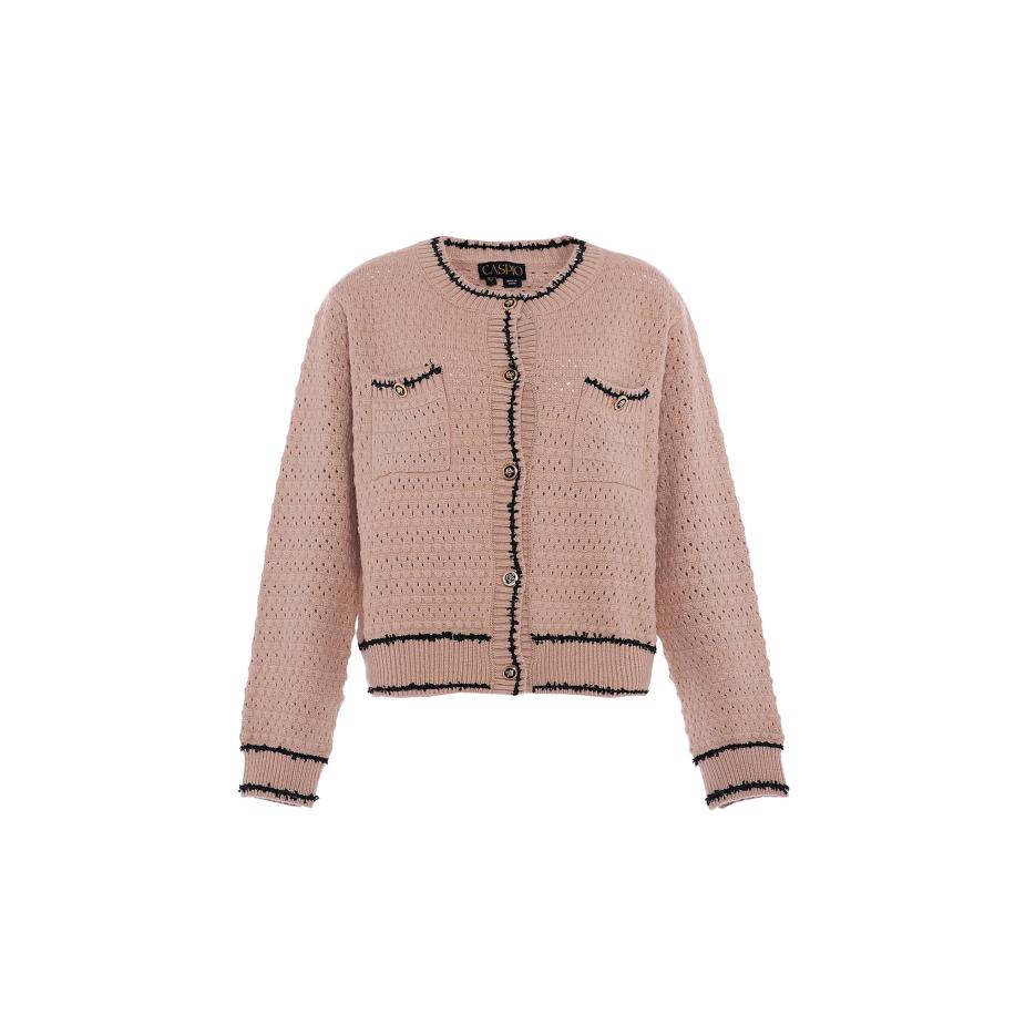 caspio caspio Gebreid vest beige / zwart -