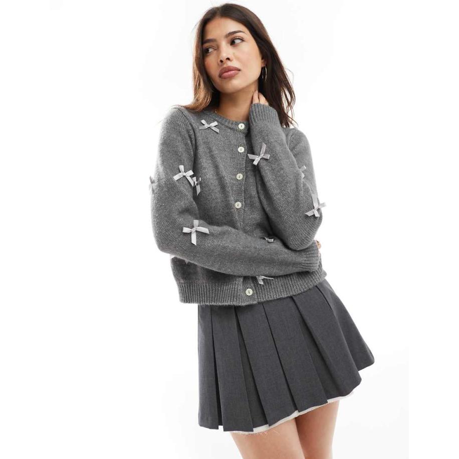 Cotton On Vest met ronde hals en strikdetails in grafiet-Grijs Grijs