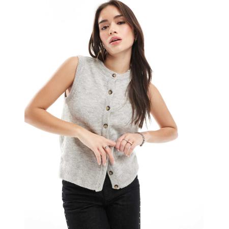 Stradivarius Gebreide vest zonder mouwen in grijs