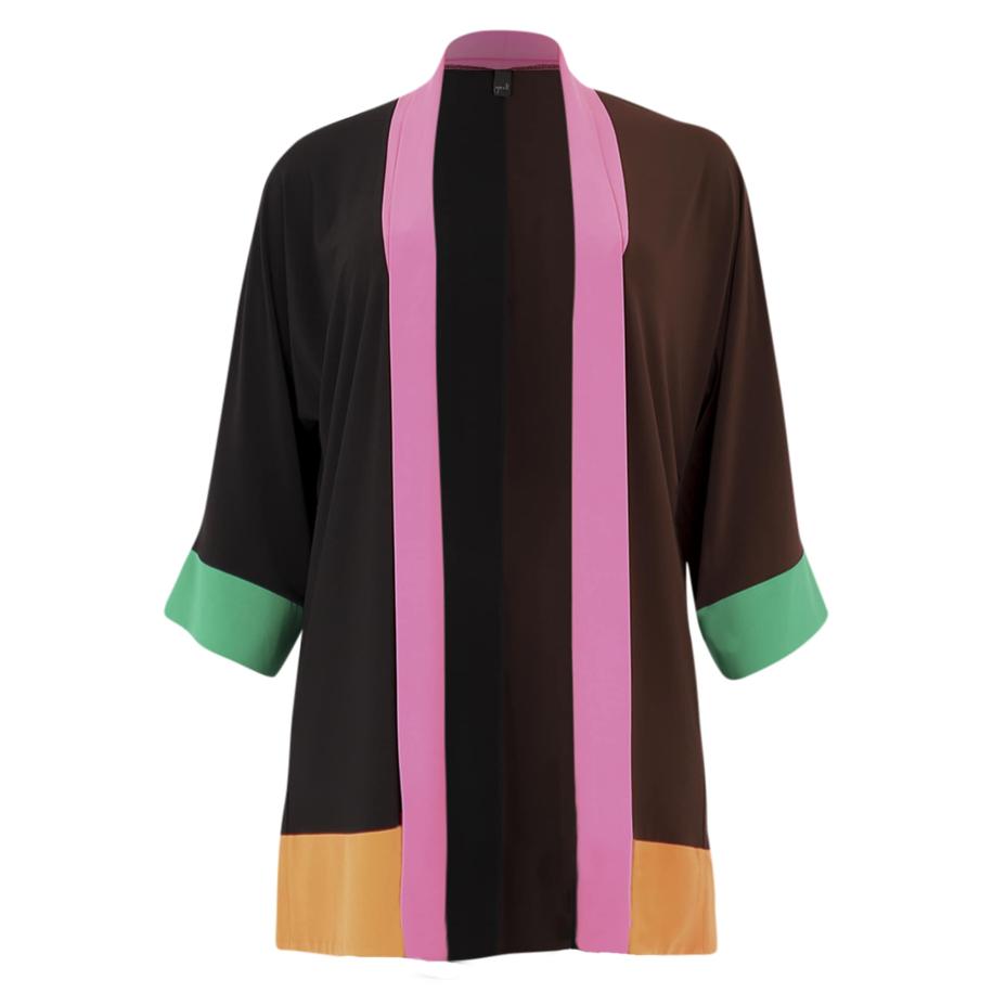 Yoek YOEK Gebreid vest bruin / groen / oranje / zwart -