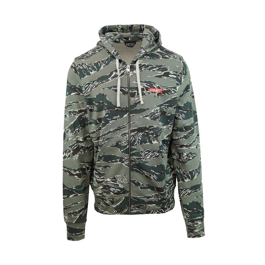 Diesel DIESEL Sweatvest Forêt donkerbruin / groen / zwart / offwhite -