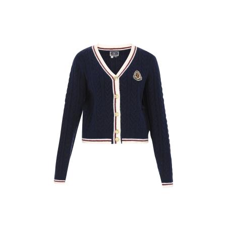 DreiMaster DreiMaster Maritim Gebreid vest donkerblauw / bruin / wit