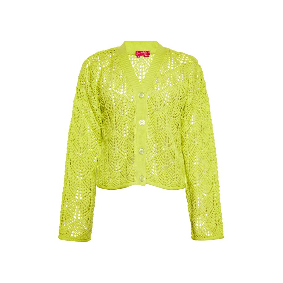 Swirly swirly Gebreid vest appel -