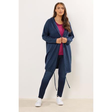 Yours Curve Marineblauwe Geribbelde Zachte Cardigan Size 58-60