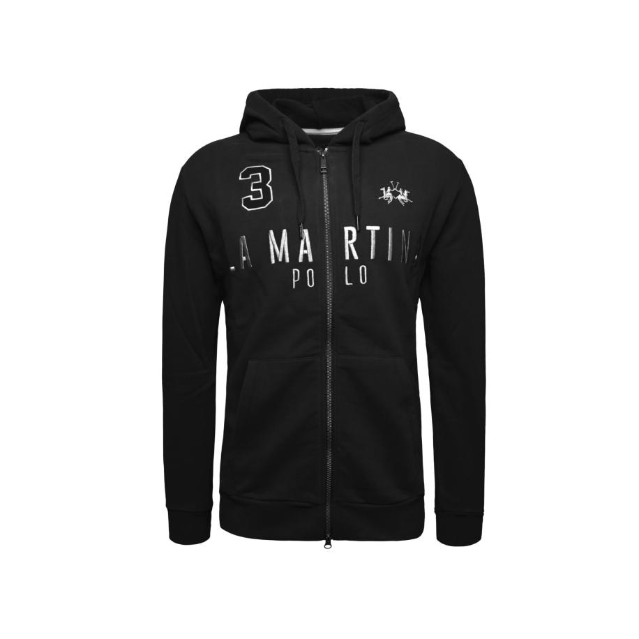 La Martina La Martina Sweatvest Maf305 zwart / wit -
