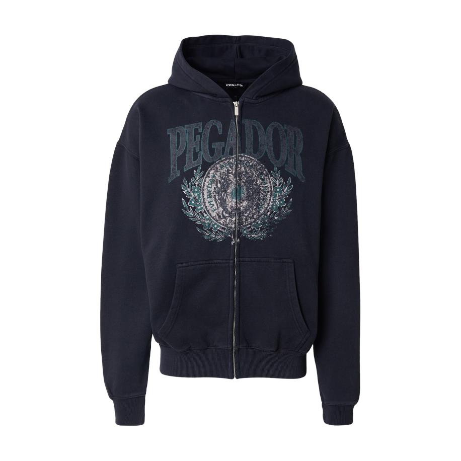 Pegador Pegador Sweatvest Derrick donkergrijs / petrol / zwart / wit -