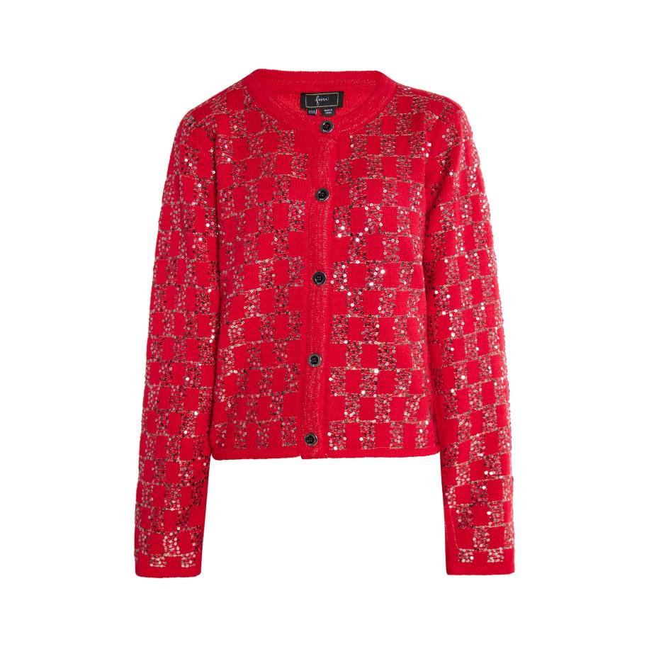 Faina faina Gebreid vest rood / zilver -