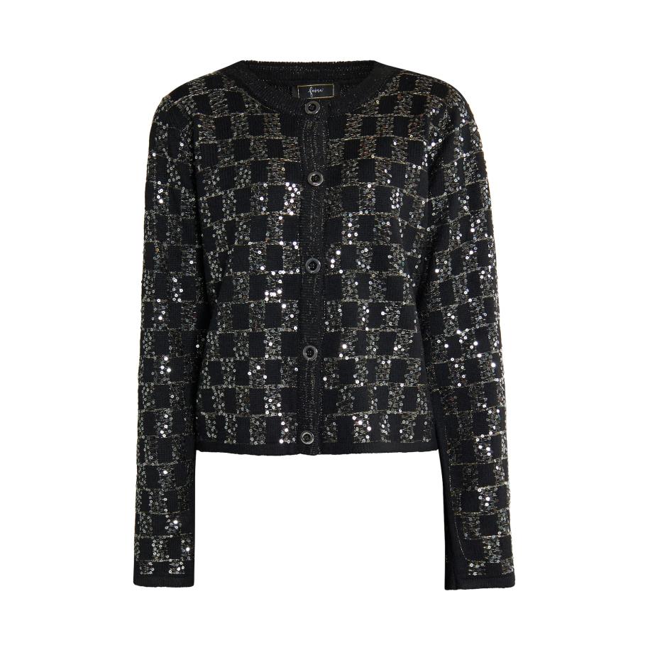 Faina faina Gebreid vest zwart / zilver -