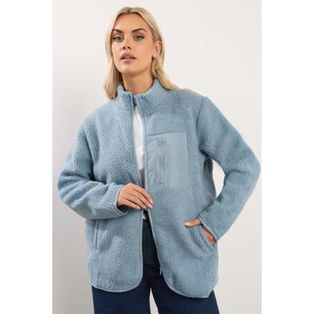 Yours Blauwe Teddy Fleece Met Volledige Rits Size 62-64