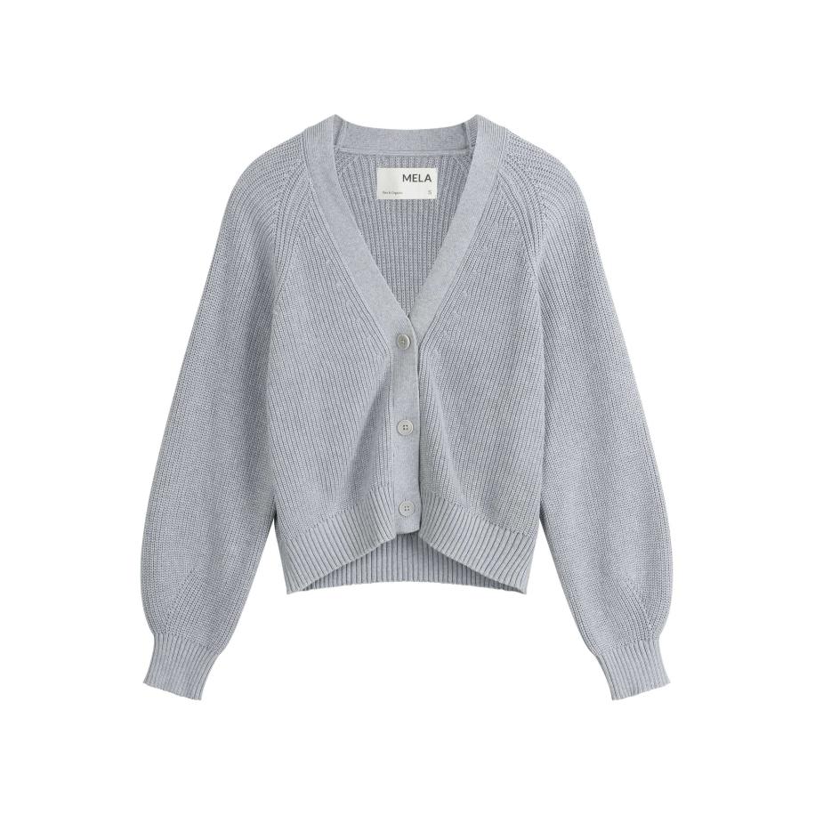 MELA MELA Gebreid vest Bhuma grijs gemêleerd -