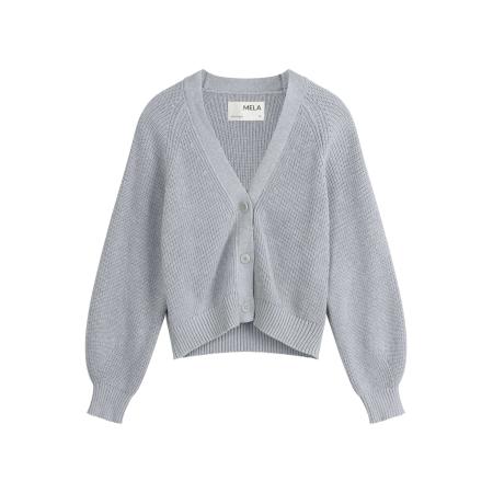 MELA MELA Gebreid vest Bhuma grijs gemêleerd