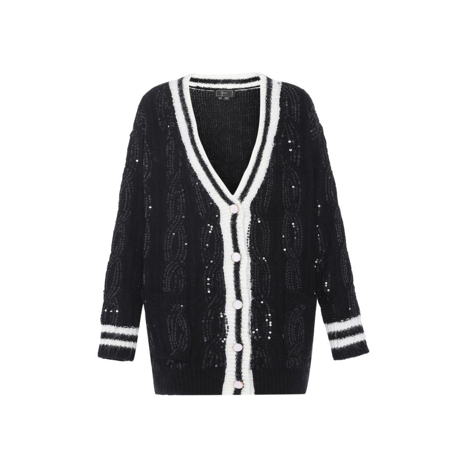 Faina faina Gebreid vest zwart / wit -