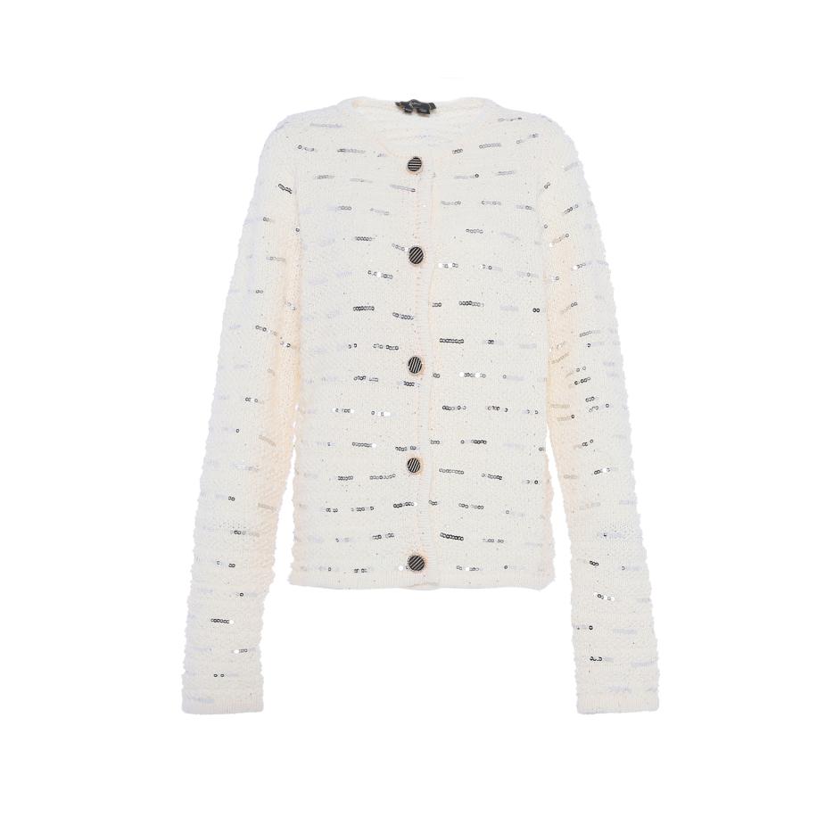 Faina faina Gebreid vest zilver / wit -