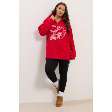 Yours Curve Red 'Alpine Ski' Fleece Met Kwartrits Size 58-60