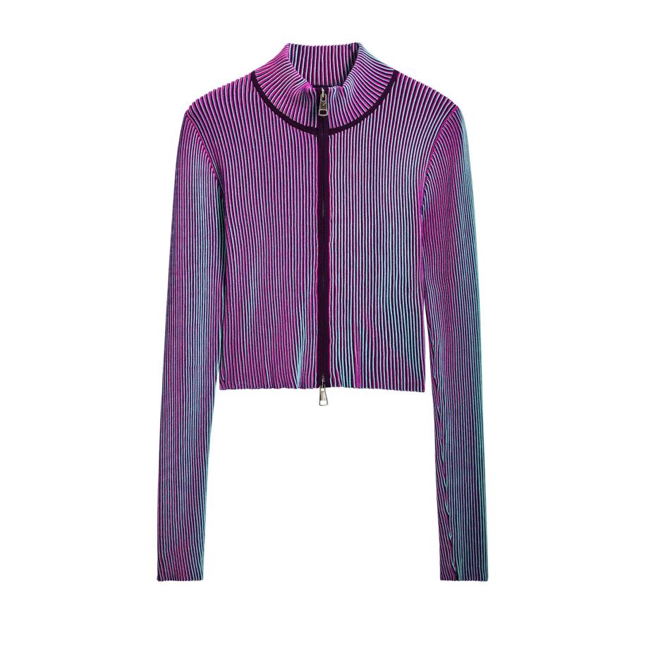 Desigual Desigual Gebreid vest hemelsblauw / wijnrood / roodviolet -