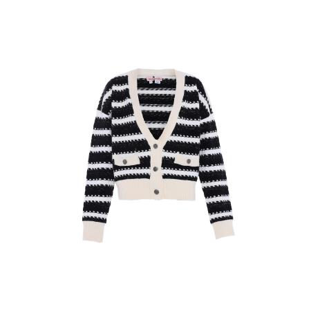 nascita nascita Gebreid vest zwart / wit