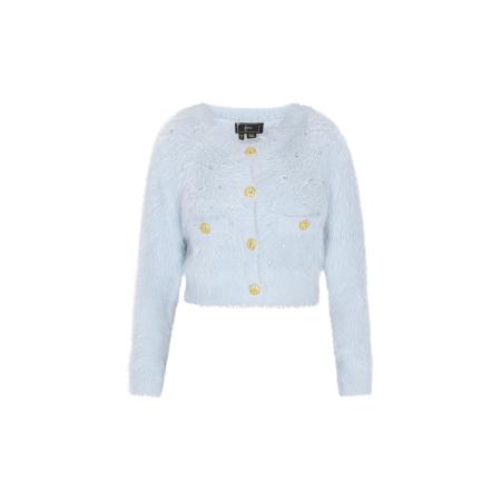 Faina faina Gebreid vest Fashion Look lichtblauw / goud / transparant