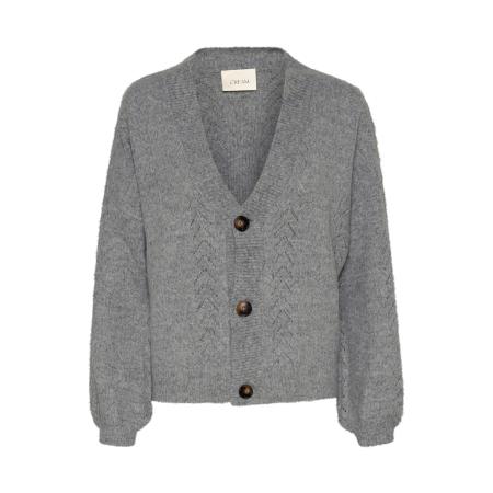 Cream Cream Gebreid vest CR Holiday rookgrijs