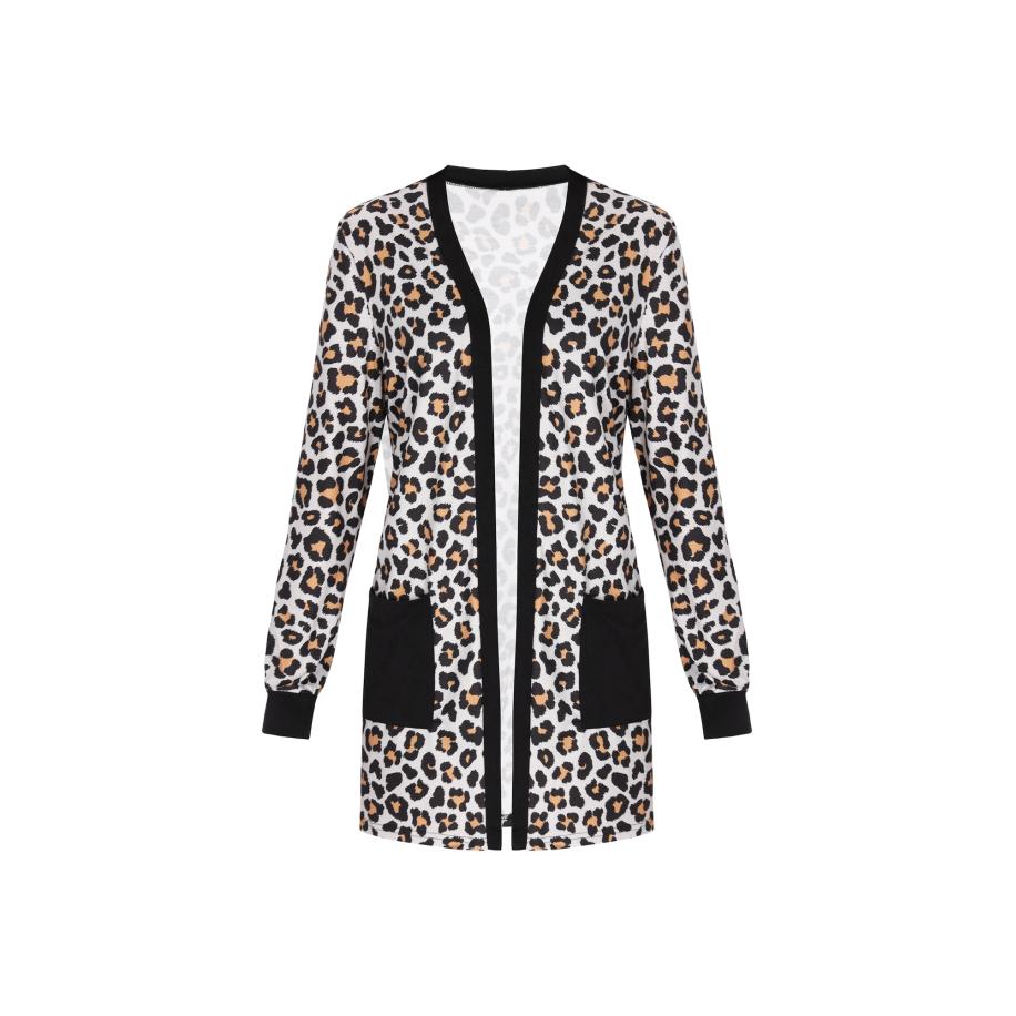 Faina faina Gebreid vest Fashion Look mokka / zwart / wit -