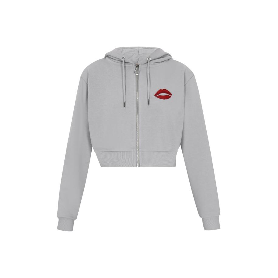 MYMO myMo ROCKS Sweatvest Comfy grijs / robijnrood -