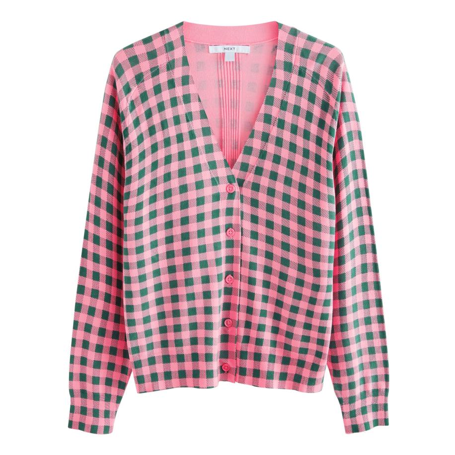 Next Next Gebreid vest groen / pink -