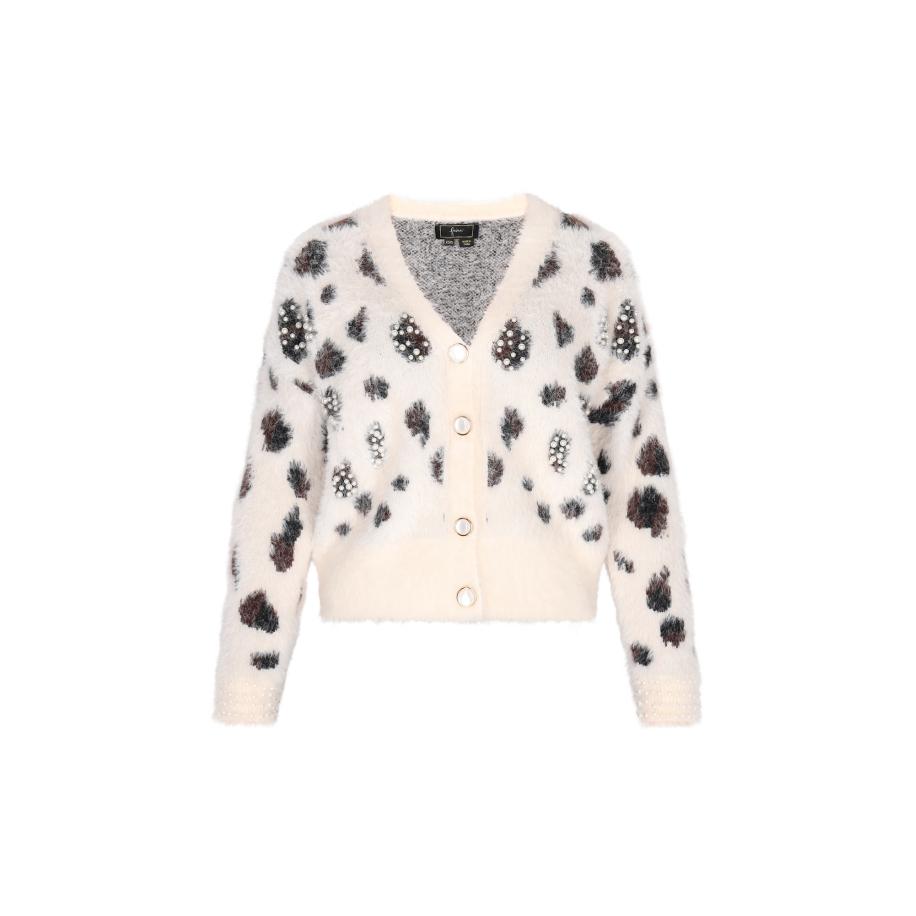 Faina faina Gebreid vest zwart / wolwit -