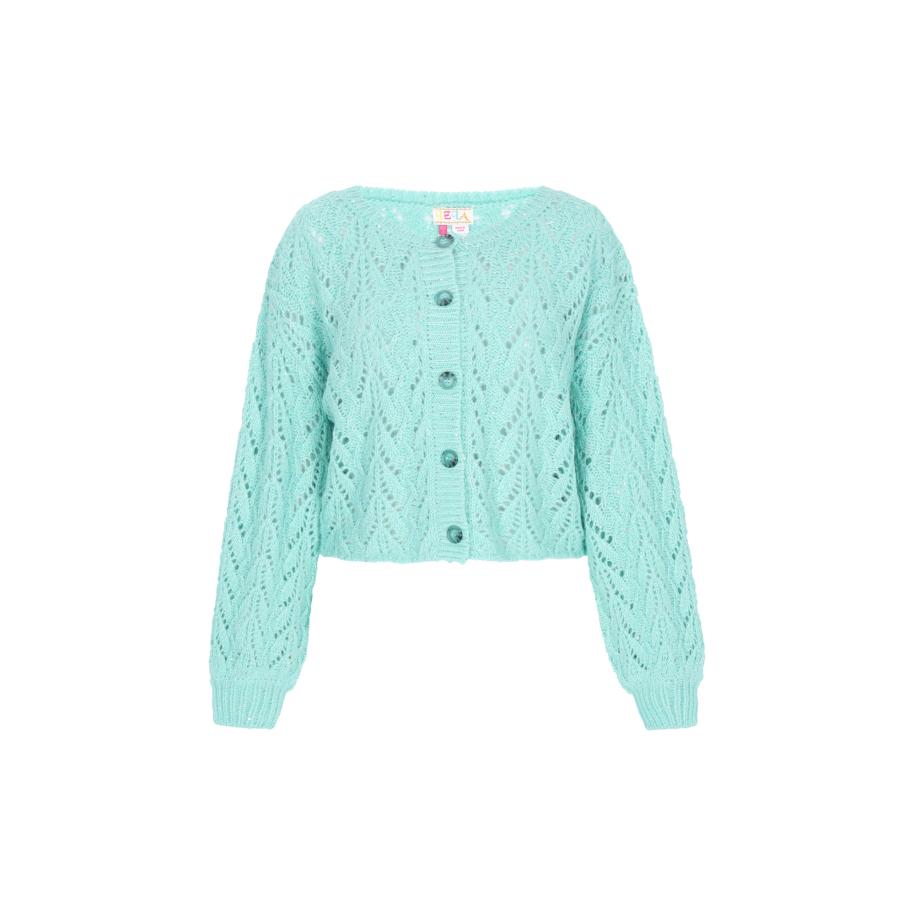 IZIA IZIA Gebreid vest turquoise -