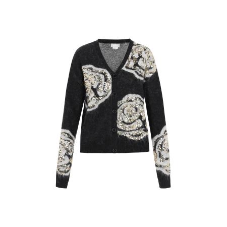 Usha Usha Gebreid vest crème / zwart